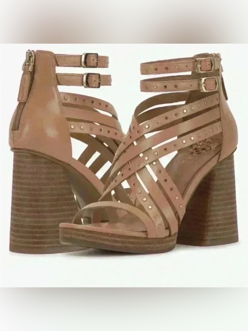 Vince Camuto Nanthie Strappy Block Heels 6.5